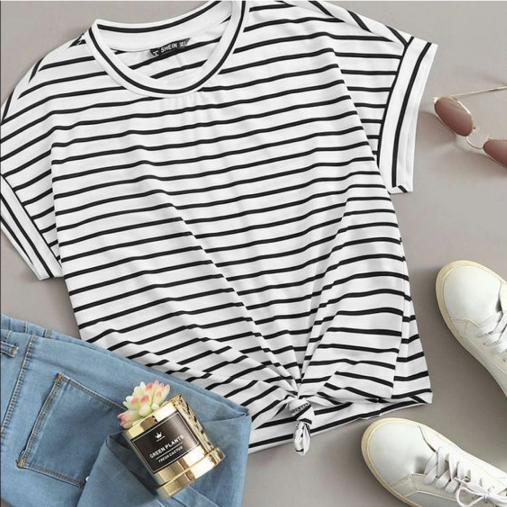 Black and White striped tee